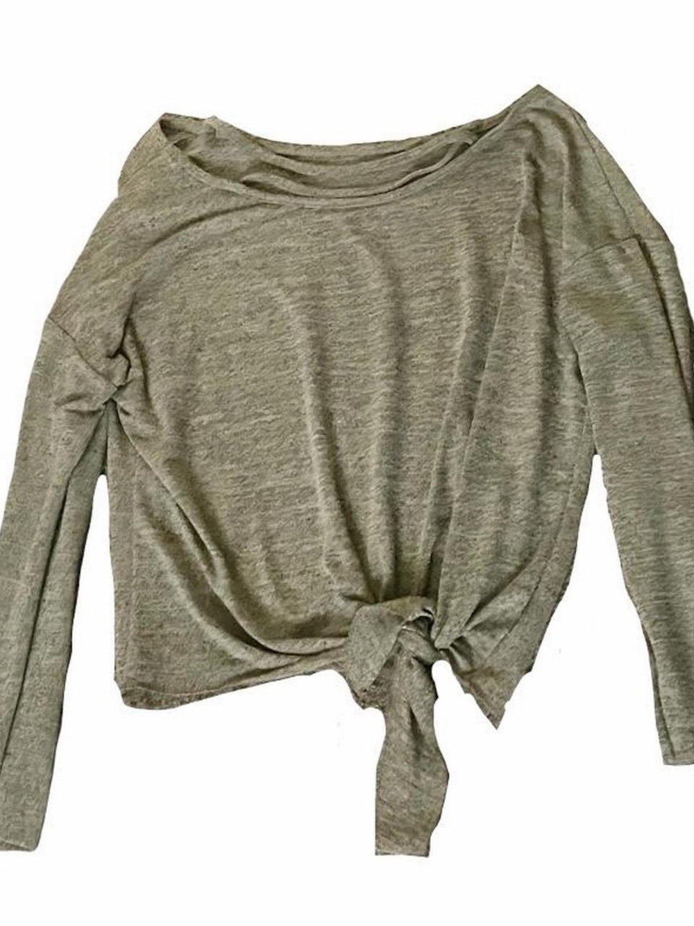 Women's Olive Tie-Front Long Sleeve Top